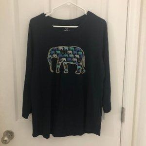 Crown & Ivy Navy Elephant Shirt.  Size 1X